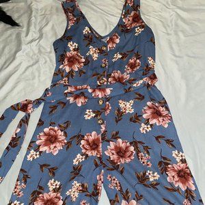 Xhilaration Floral Chiffon Jumpsuit - Medium